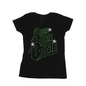 David Bowie Womens/Ladies Multiple Neon Logo Cotton T-Shirt / Black